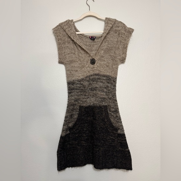 kiss it Dresses & Skirts - Kiss It y2k Hooded Sweater Mini Dress